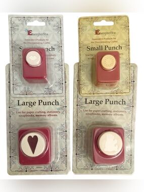 Emagination Punches x4 Teddy Bear Heart Sun Lips Kiss